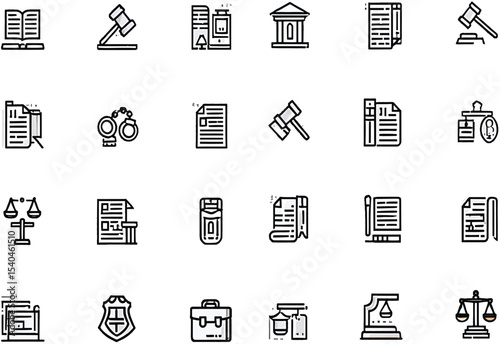 Law and Justice Icon Set Legal System Illustrations