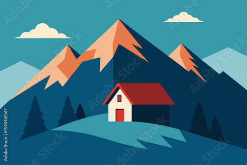 Serene Mountain Cabin A Peaceful Retreat in the Majestic Alps Illustration