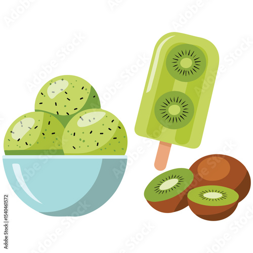 Fruity ice cream stick vector isolated white background