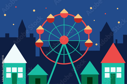 a christmas themed ferris wheel turning slowly 