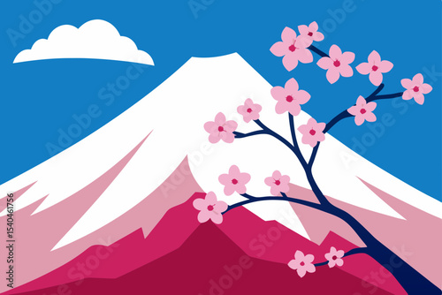 Serene Spring Mount Fuji and Cherry Blossoms in Japan