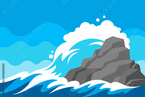 Ocean Wave Crashing Against Rugged Coastal Rocks A Stunning Illustration