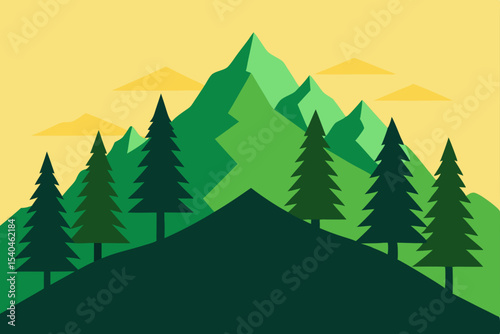 Majestic Mountain Landscape A Serene Illustration of Nature's Beauty