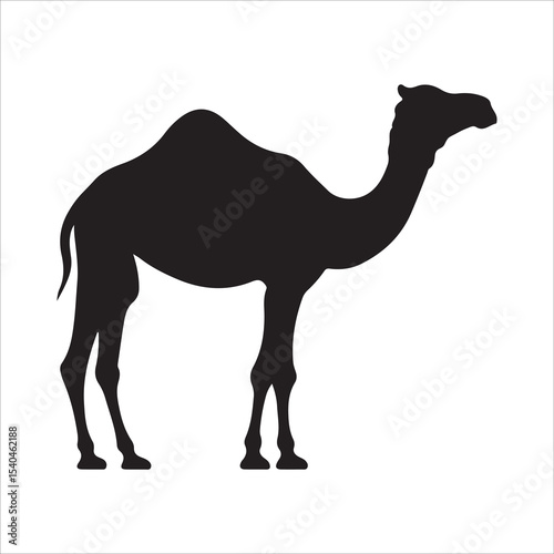 Elegant Camel Silhouette A Minimalist Design, Perfect for Branding or Decoration, Stylish and sophisticated, Camel silhouette illustration featuring positive and negative space in black and white 