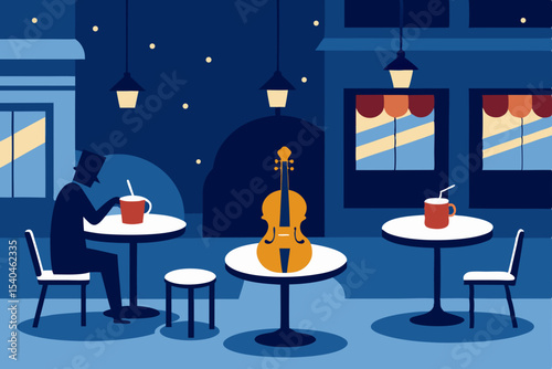 a city caf  terrace with empty mugs  snow covered .svg