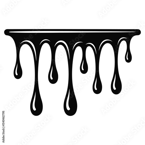 Black Liquid Dripping Downwards Abstract Background Graphic Design Element Ink Splashes Paint