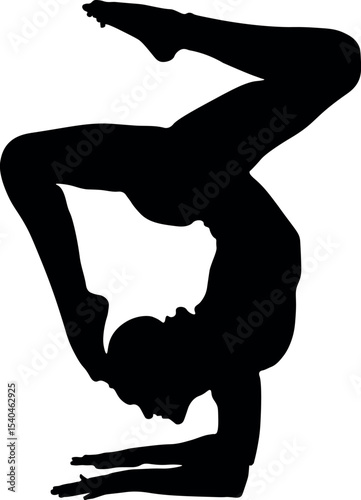 Vector silhouette of people doing yoga.