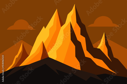 Majestic Mountain Peaks A Sunset Silhouette Illustration