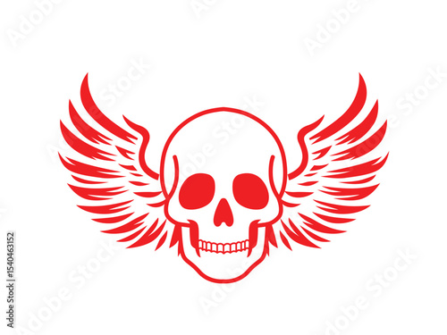 skull head icon with wings