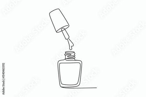 Single line drawing of nail polish bottle