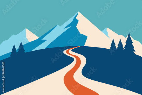 Serene Mountain Road A Winding Path Through Majestic Peaks