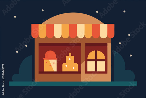 a cozy bakery window display featuring a gingerbre 