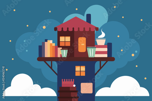 a cozy holiday treehouse high above the skyline  