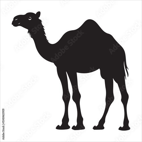 Elegant Camel Silhouette A Minimalist Design, Perfect for Branding or Decoration, Stylish and sophisticated, Camel silhouette illustration featuring positive and negative space in black and white 