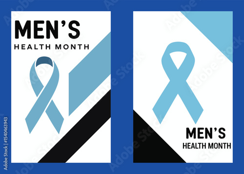 Vector Illustration Of Posters For Mens Health Awareness Month With Ribbon