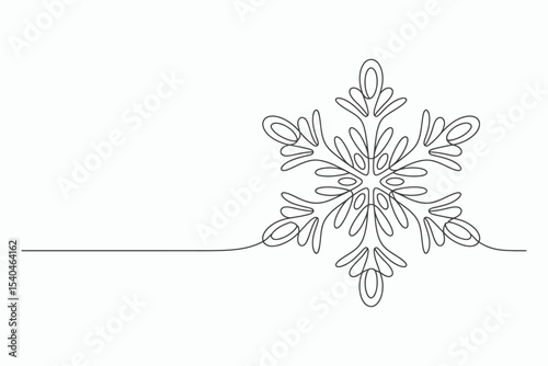 Single line drawing of a delicate snowflake