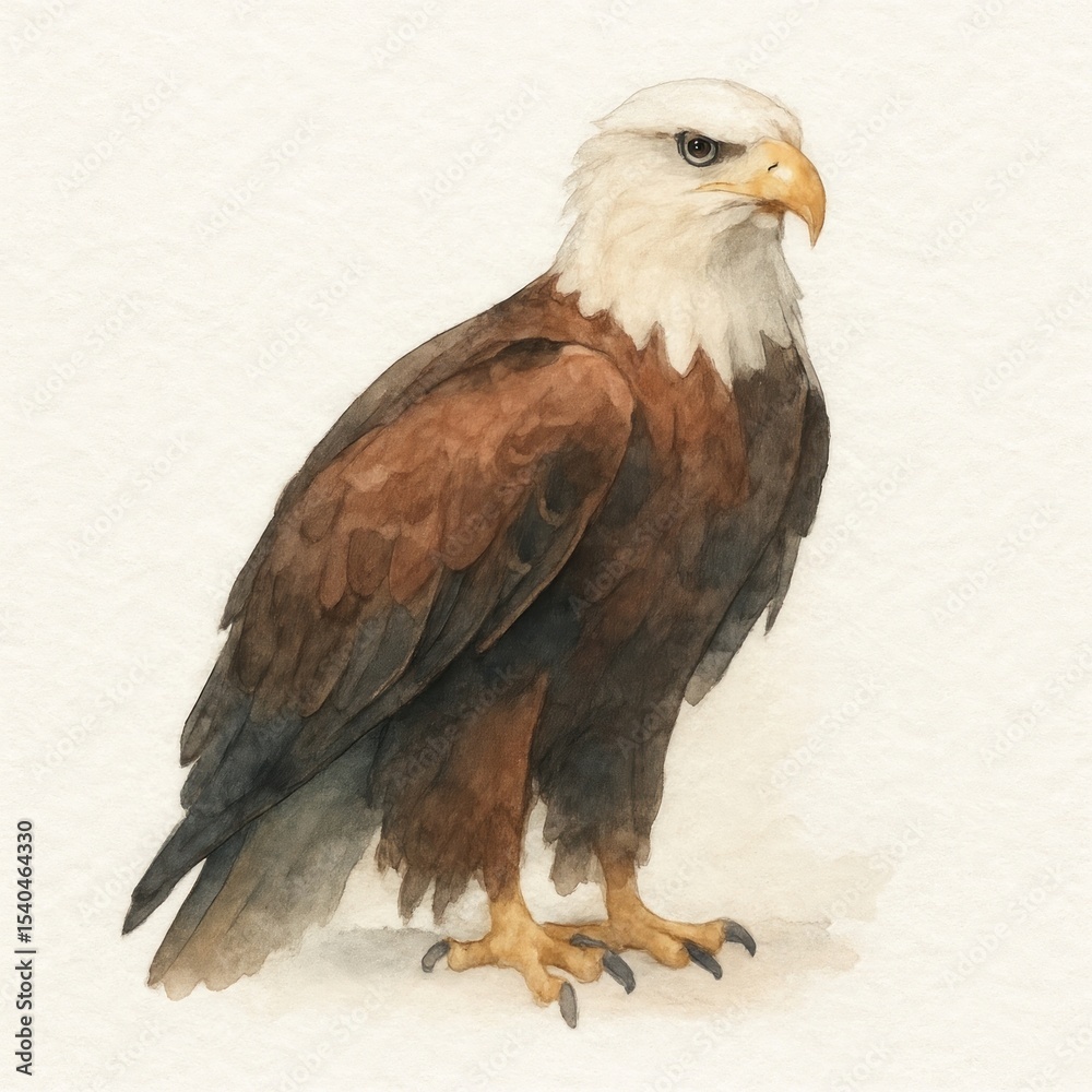 Fototapeta premium Majestic watercolor eagle illustration.