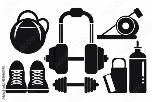 Gym Equipment Icons Fitness Workout Exercise Design