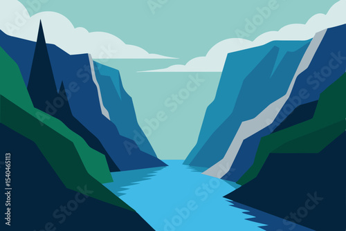 Serene Fjord Landscape A Breathtaking Vista of Mountains and Water