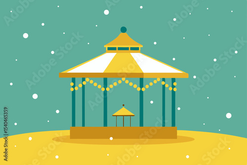 a dreamy city park gazebo lit with thousands of go 