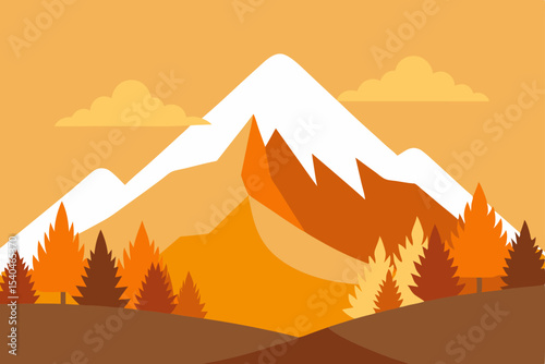 Autumn Mountain Landscape Majestic Peaks and Golden Foliage
