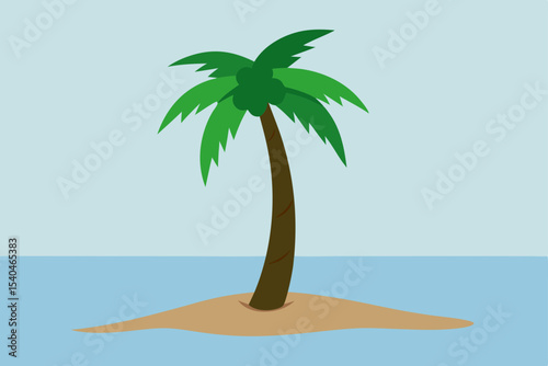 Serene Island Paradise Lone Palm Tree on a Secluded Tropical Beach