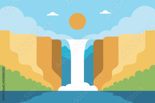 Majestic Waterfall Landscape A Serene Nature Illustration