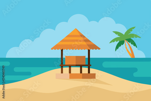 Tropical Beach Hut with Packages Idyllic Island Getaway and Delivery Concept