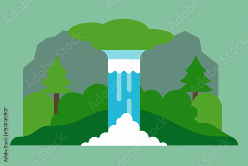 Serene Waterfall Landscape Nature's Majestic Cascade
