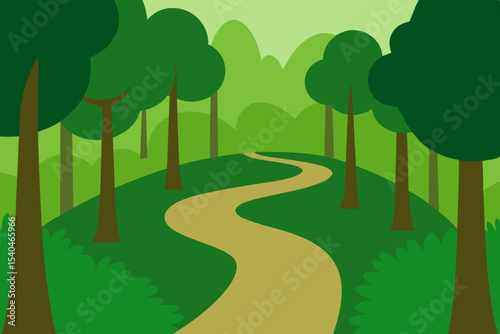 Winding Path Through Lush Green Forest A Serene Nature Escape