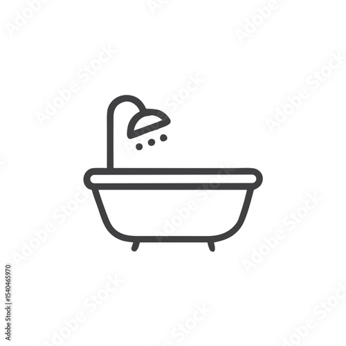 Bathroom Bathtub Icon for Plumbing Websites, Renovation Apps, Interior Design Blogs and Home Improvement Projects