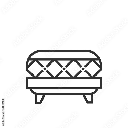 Minimalist ottoman furniture icon for interior design websites, home decoration blogs, furniture catalogs and modern living room planning applications