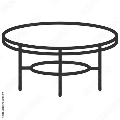 Round coffee table icon for interior design websites, furniture e-commerce platforms, home decoration applications and living room planning tools