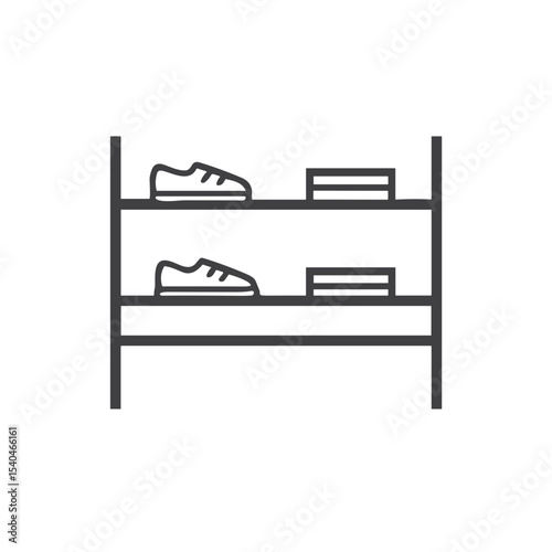 Shoe rack storage icon for home organization apps, interior design websites, closet planning tools and entryway decoration blogs