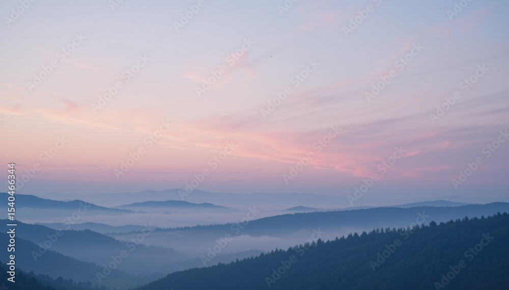 Fototapeta premium Majestic Mountain Sunrise Over Misty Valleys Before the Break of Dawn