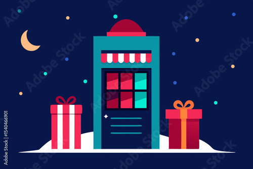 a glowing christmas vending machine corner 