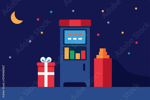 a glowing christmas vending machine corner 