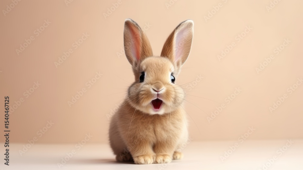 Obraz premium cute animal pet rabbit or bunny brown color smiling and laughing isolated with copy space for easter background, rabbit, animal, pet, cute, fur, ear, mammal, background, celebration, generate by AI