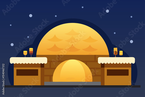 a glowing igloo bar tucked on a rooftop  inside 
