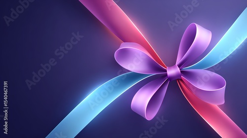 A vibrant ribbon bow in pink and blue, perfect for gift wrapping and celebrations.