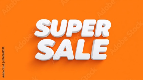 Eye-catching 3D text design of a super sale on a vibrant orange background.