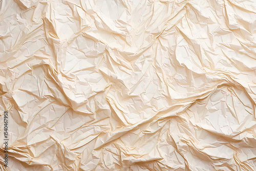 Wrinkled Ivory Paper Background with Subtle Shadows