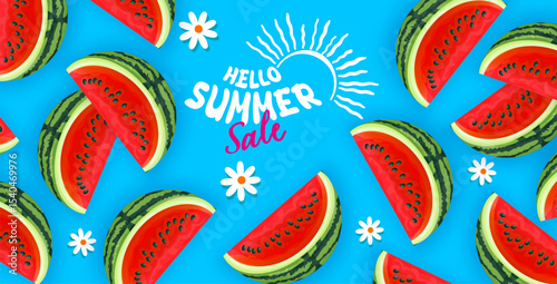 Illustration of watermelon slices with their characteristic red interior
