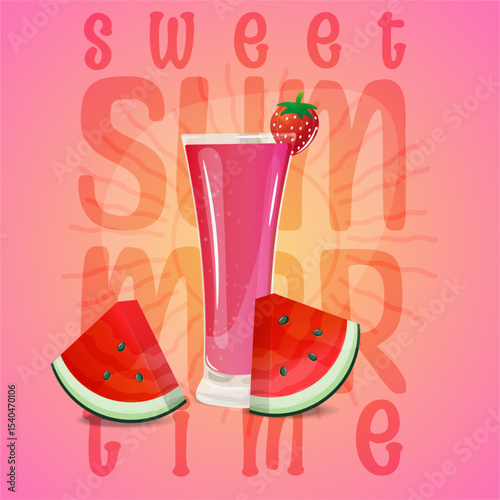 Illustration of watermelon slices with their characteristic red interior