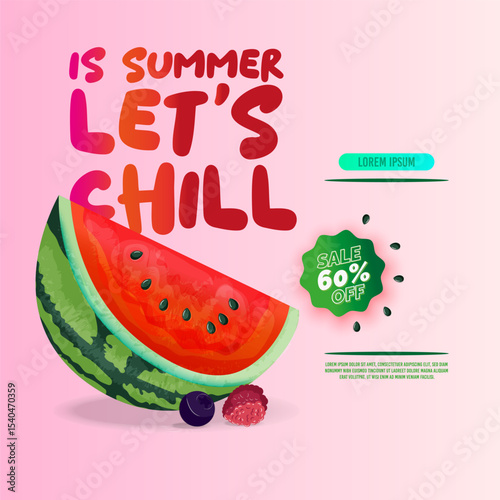 Illustration of watermelon slices with their characteristic red interior