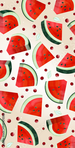 Illustration of watermelon slices with their characteristic red interior