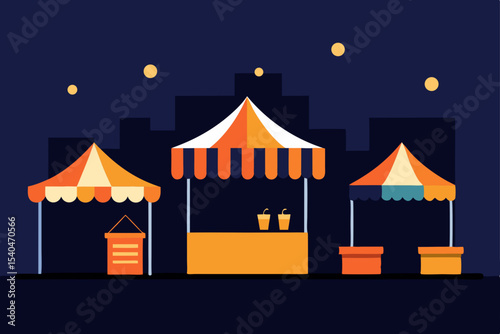 a midnight street food fair   glowing tents  festi.svg