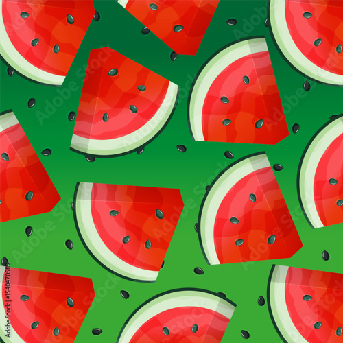 Illustration of watermelon slices with their characteristic red interior