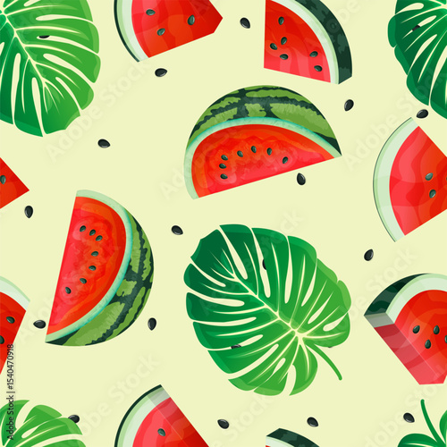Illustration of watermelon slices with their characteristic red interior