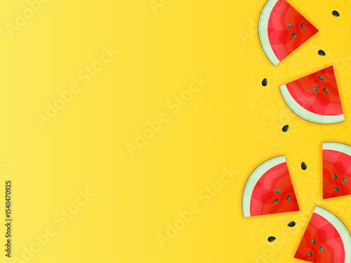 Illustration of watermelon slices with their characteristic red interior